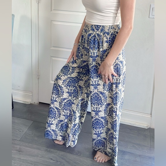 011 Boho Damask Print stretchy waist Trouser Pants - Picture 12 of 12